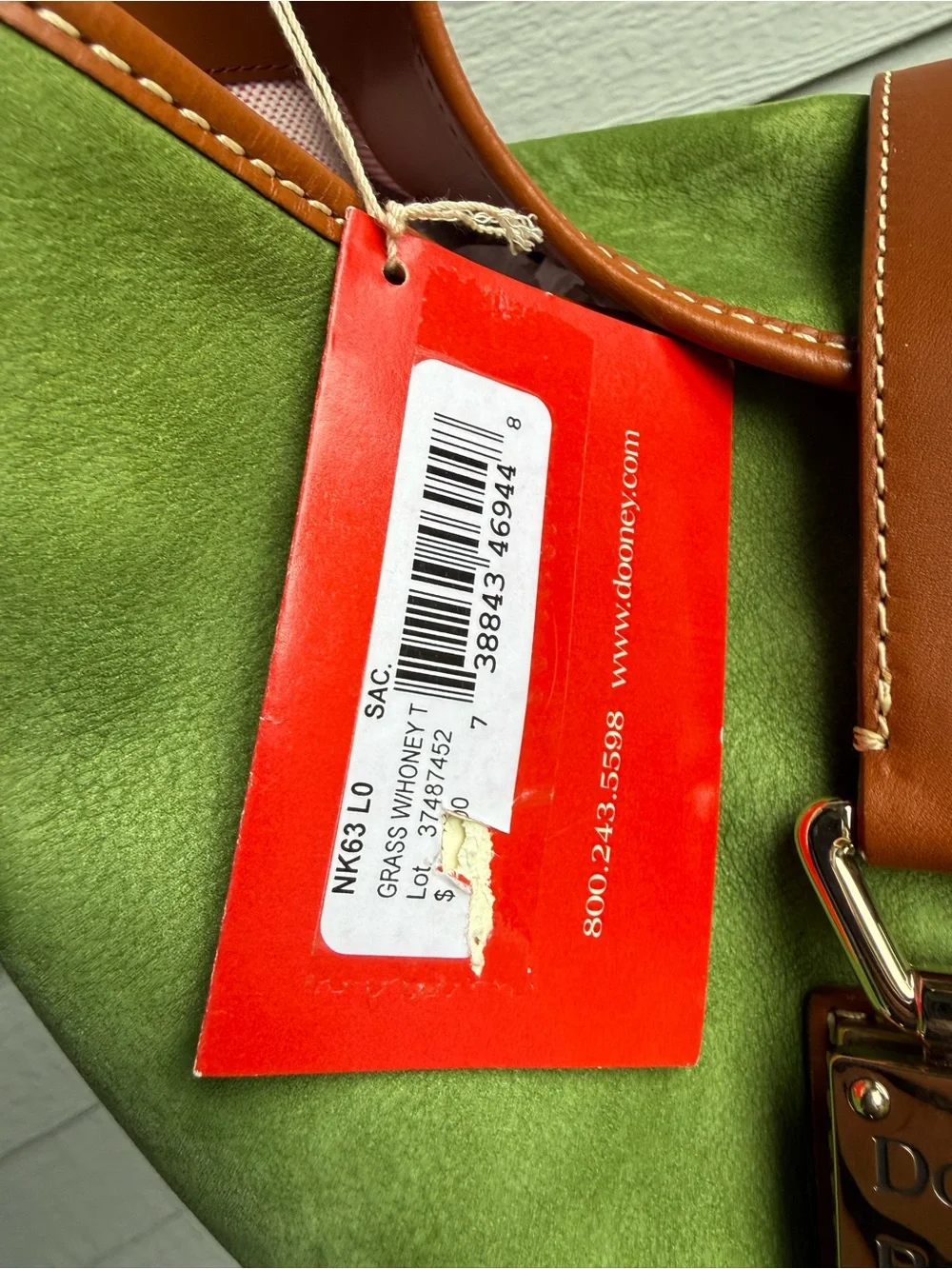 NWT Dooney & Bourke Green Suede Sac Shoulder Bag RARE $345 - Picture 8 of 9